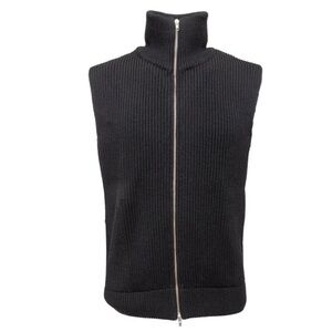 Maison Martin Margiela Black Knit Zip-Up Sweater Vest with Open Sides